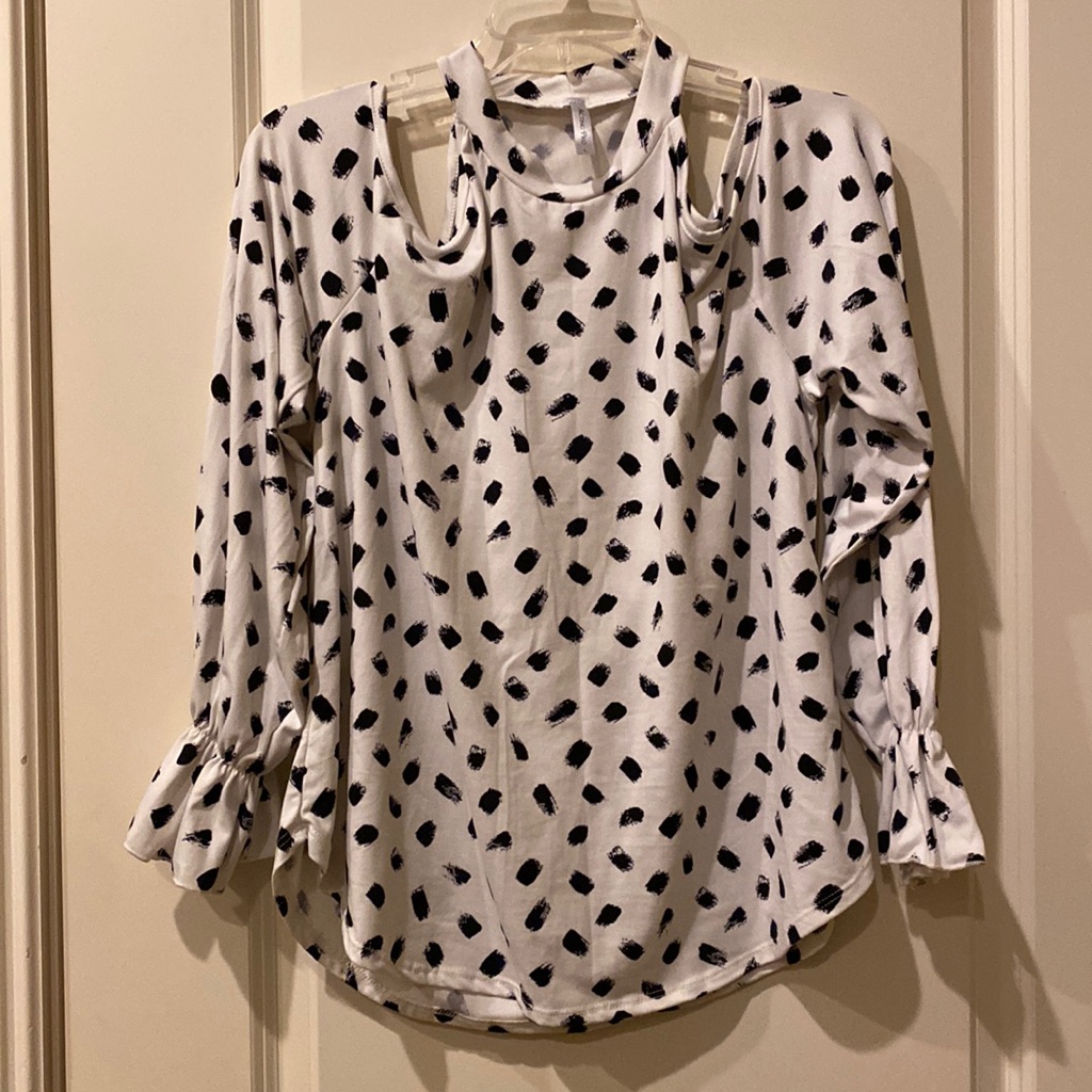 Cold Shoulder Polka Dot Top